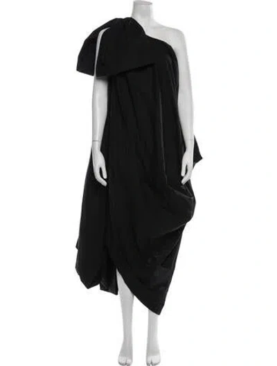 Pre-owned Christopher John Rogers One-shoulder Long Dress In Black