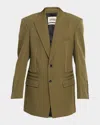 Christopher John Rogers Oversized Cinched-back Single-breasted Jacket In Green