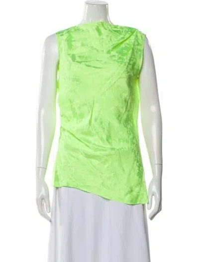 Pre-owned Christopher John Rogers Patterned Asymmetrical Top In Yellow