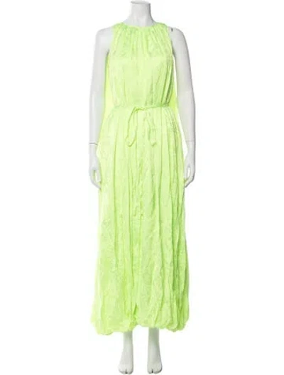 Pre-owned Christopher John Rogers Patterned Long Dress In Green