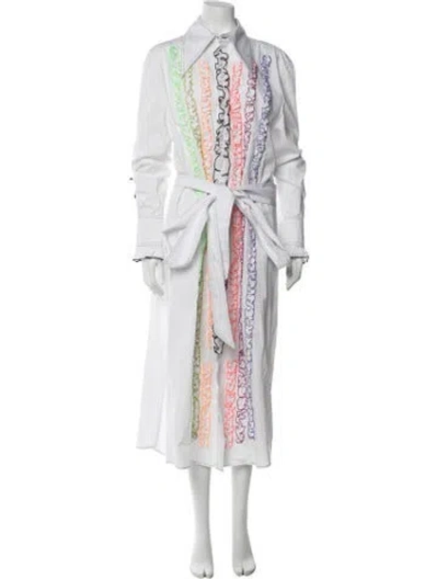 Pre-owned Christopher John Rogers Patterned Long Dress In White