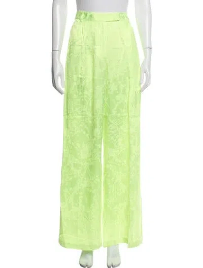 Pre-owned Christopher John Rogers Patterned Wide Leg Pants In Green