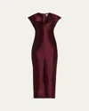 Christopher John Rogers Peel Cap-sleeve Sheath Midi Dress In Burgundy