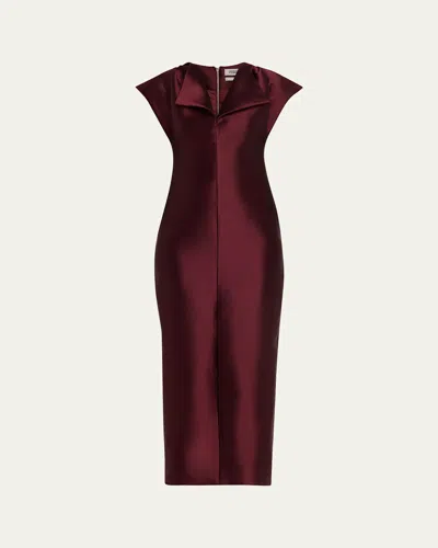 Christopher John Rogers Peel Cap-sleeve Sheath Midi Dress In Raddichio