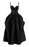 Christopher John Rogers Peel Silk-blend Corset Gown In Black