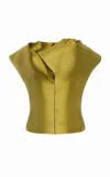 Christopher John Rogers Peel Silk-wool Top In Brown