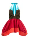 Christopher John Rogers Pleated Bust Umbrella Halter Top In Multi