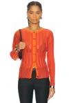 Christopher John Rogers Pleated Cardigan In Orange