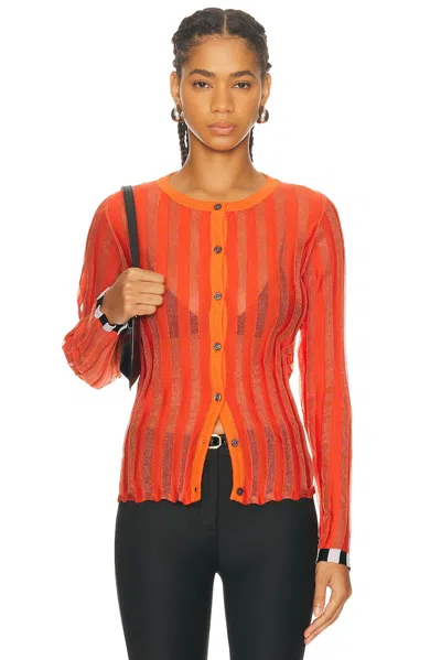 Christopher John Rogers Pleated Cardigan In Orange
