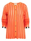 Christopher John Rogers Pleated Trim Cardigan In Orange