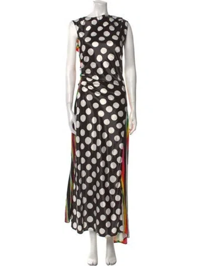 Pre-owned Christopher John Rogers Polka Dot Print Long Dress In Black