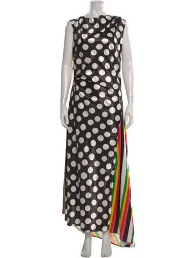 Pre-owned Christopher John Rogers Polka Dot Print Long Dress In Black