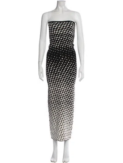 Pre-owned Christopher John Rogers Polka Dot Print Long Dress In Black
