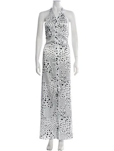 Pre-owned Christopher John Rogers Polka Dot Print Long Dress In White
