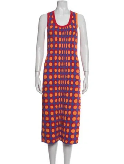 Pre-owned Christopher John Rogers Polka Dot Print Midi Length Dress W/ Tags In Multicolor