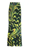 Christopher John Rogers Printed Jersey Maxi Skirt In Green