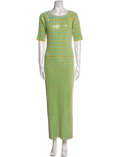 Pre-owned Christopher John Rogers Printed Long Dress In Green