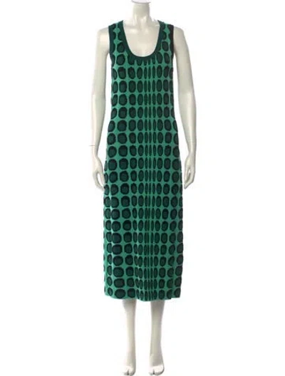 Pre-owned Christopher John Rogers Printed Long Dress In Green
