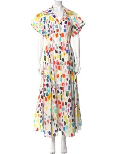 Pre-owned Christopher John Rogers Printed Long Dress In Neutral