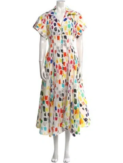 Pre-owned Christopher John Rogers Printed Long Dress W/ Tags In White