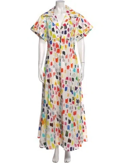 Pre-owned Christopher John Rogers Printed Long Dress W/ Tags In White