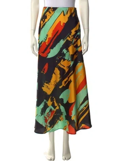 Pre-owned Christopher John Rogers Printed Long Skirt In Multi