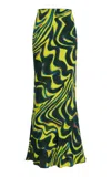 Christopher John Rogers Printed Satin Maxi Skirt In Multi