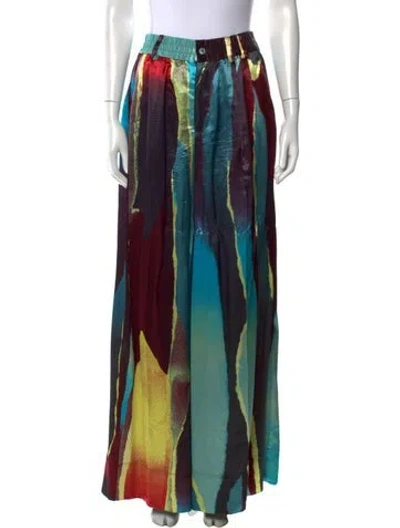 Pre-owned Christopher John Rogers Printed Wide Leg Pants In Blue
