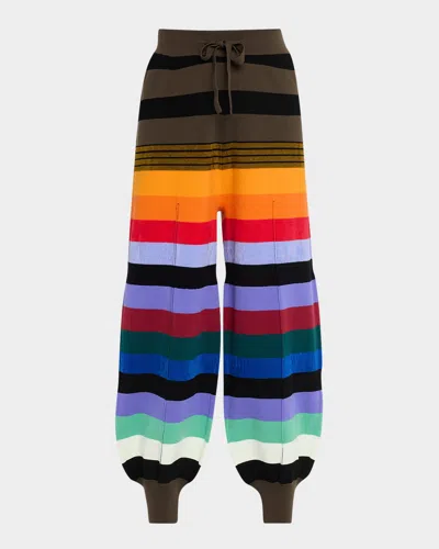 Christopher John Rogers Rainbow Striped Knit Track Pants In Rainbow Multi