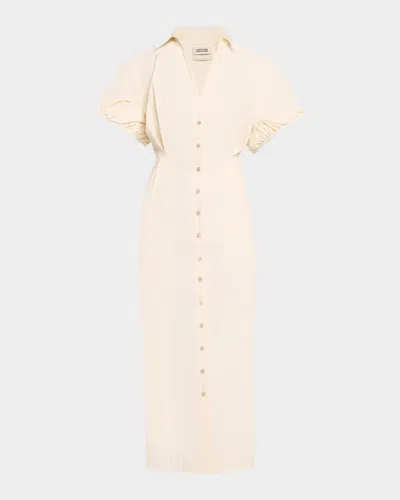 Christopher John Rogers Rolled Short-sleeve Midi Shirtdress In Animal Print