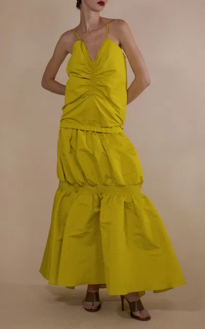 Christopher John Rogers Ruche Front Cami Jellyfish Gown In Animal Print