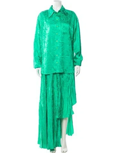 Pre-owned Christopher John Rogers Ruffle Embellishment Skirt Set In Green