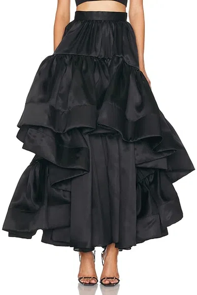 Christopher John Rogers Ruffle Maxi Skirt In Black