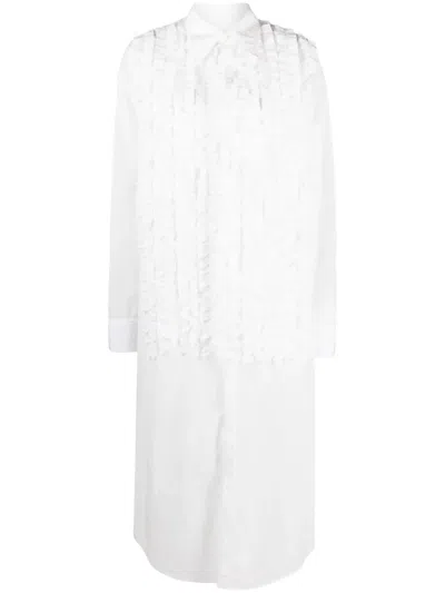 Christopher John Rogers Ruffled Maxi Shirtdress In White