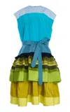 Christopher John Rogers Ruffled Silk Midi Dress In Multi