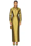 Christopher John Rogers Sailor Silk And Wool-blend Duchesse-satin Maxi Dress In Tobacco