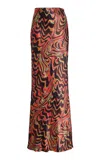 Christopher John Rogers Satin Maxi Skirt In Multi