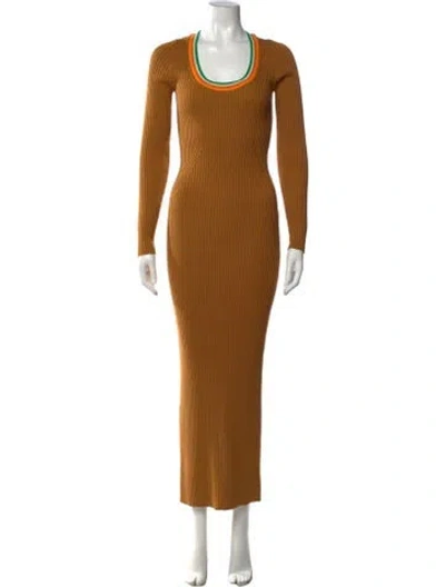 Pre-owned Christopher John Rogers Scoop Neck Long Dress In Brown