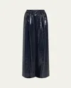 Christopher John Rogers Sequined Elastic Waist Wide Leg Trousers In Caviar