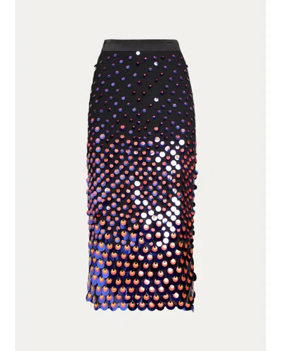 Christopher John Rogers Sequined Silk Chiffon Midi Pencil Skirt In Purple