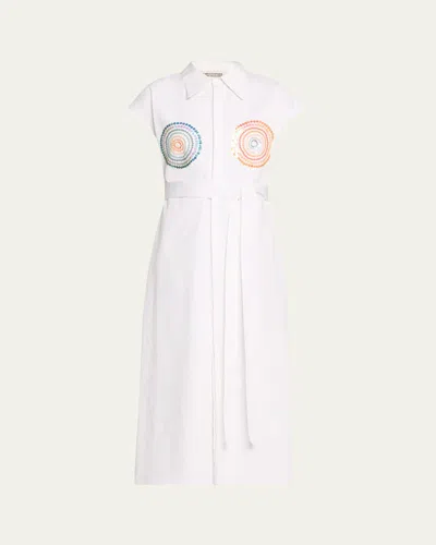 Christopher John Rogers Sequined Sleeveless Belted Shirtdress