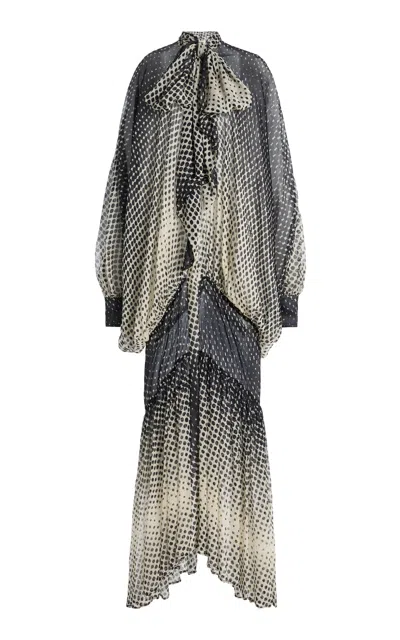 Christopher John Rogers Sheer Wiggle-dot Gown In Multi