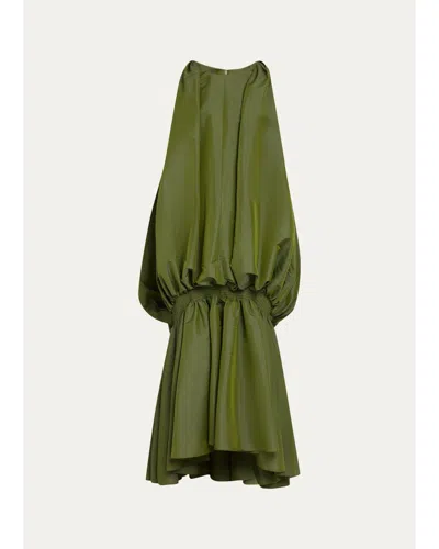Christopher John Rogers Silk Jellyfish Gown In Green