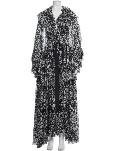 Pre-owned Christopher John Rogers Silk Long Dress In Black