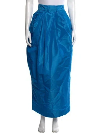 Pre-owned Christopher John Rogers Silk Long Skirt W/ Tags In Blue
