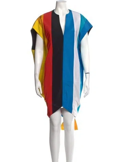 Pre-owned Christopher John Rogers Silk Mini Dress In Black/blue