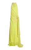 Christopher John Rogers Silk Sarong Gown In Green
