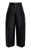 Christopher John Rogers Silk Wide-leg Pants In Black