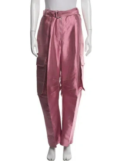 Pre-owned Christopher John Rogers Silk Wide Leg Pants In Pink