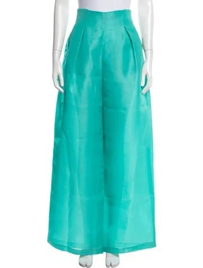 Pre-owned Christopher John Rogers Silk Wide Leg Pants W/ Tags In Blue